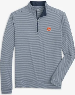 Auburn Tigers Cruiser Micro-Stripe Heather Quarter Zip<Southern Tide Cheap