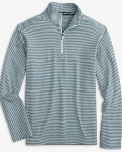 Boys Cruiser Heather Micro-Stripe Quarter Zip Pullover<Southern Tide Shop
