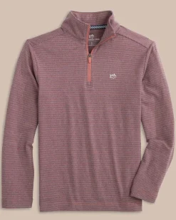 Boys Cruiser Heather Micro-Stripe Quarter Zip Pullover<Southern Tide Shop