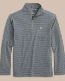Boys Cruiser Heather Micro-Stripe Quarter Zip Pullover<Southern Tide Shop