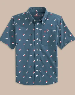 Boys Keep It Nautical Heather Intercoastal Short Sleeve Sport Shirt<Southern Tide Shop