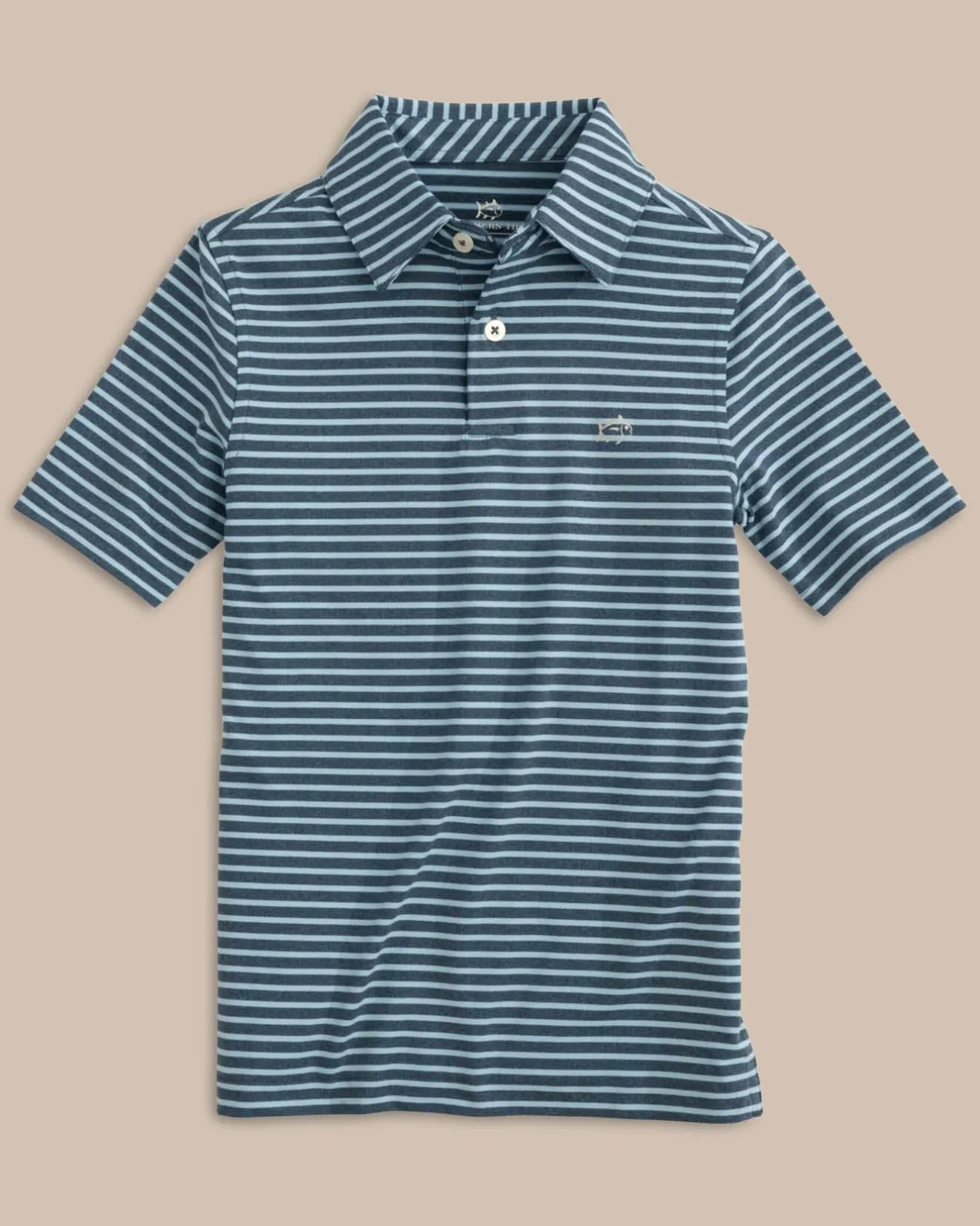 Boys Ryder Heather Marin Stripe Performance Polo Shirt<Southern Tide Best Sale