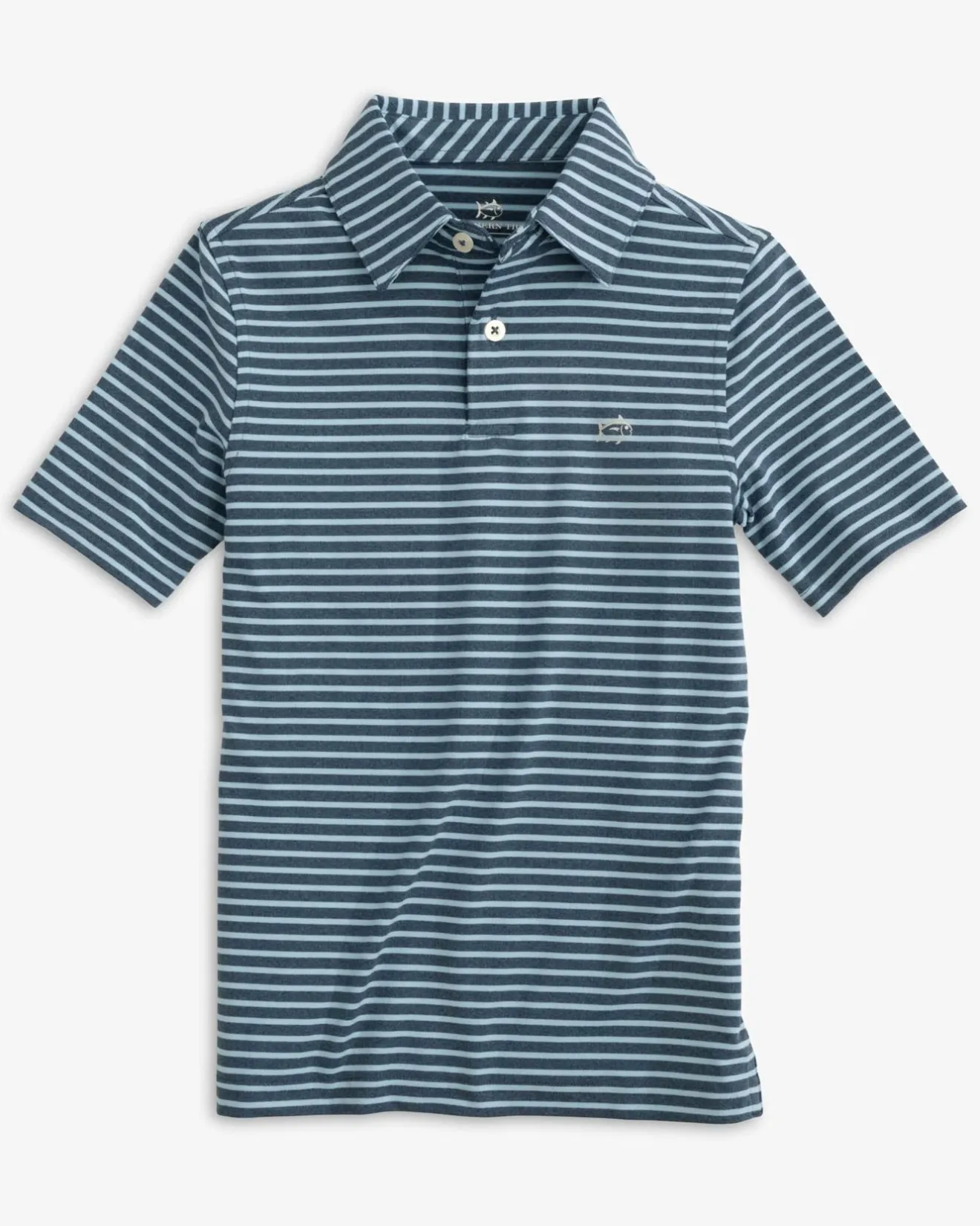 Boys Ryder Heather Marin Stripe Performance Polo Shirt<Southern Tide Best Sale