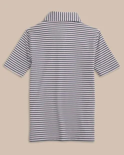 Boys Ryder Heather Marin Stripe Performance Polo Shirt<Southern Tide Best Sale