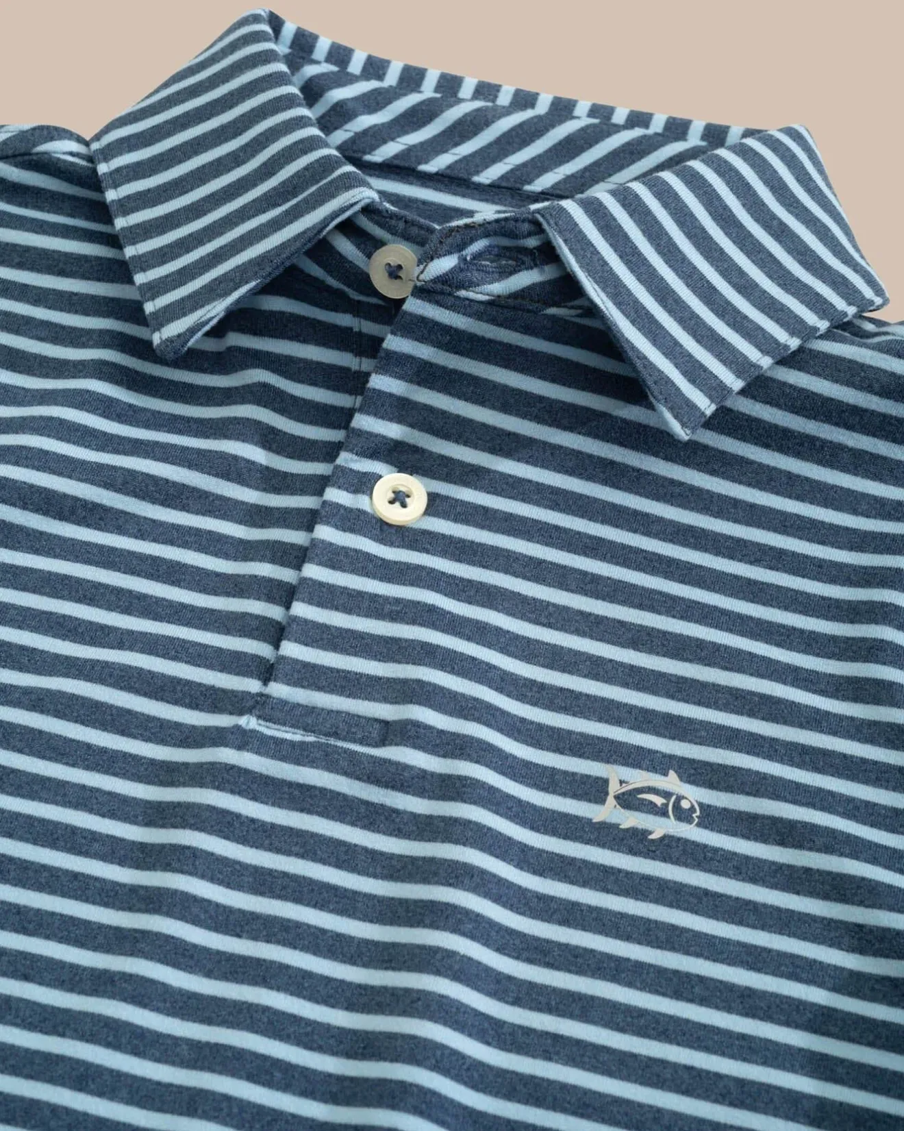 Boys Ryder Heather Marin Stripe Performance Polo Shirt<Southern Tide Best Sale
