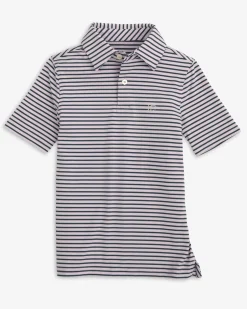 Boys Ryder Heather Marin Stripe Performance Polo Shirt<Southern Tide Best Sale