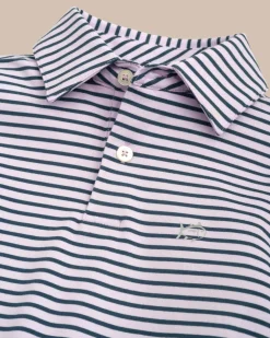 Boys Ryder Heather Marin Stripe Performance Polo Shirt<Southern Tide Best Sale