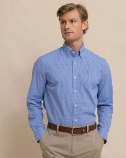 Charleston Parkwood Micro-Gingham Long Sleeve Sport Shirt<Southern Tide Best