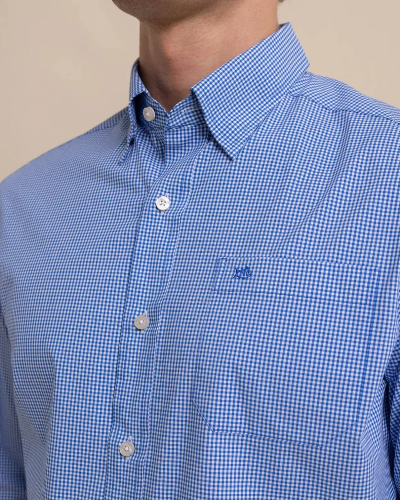 Charleston Parkwood Micro-Gingham Long Sleeve Sport Shirt<Southern Tide Best