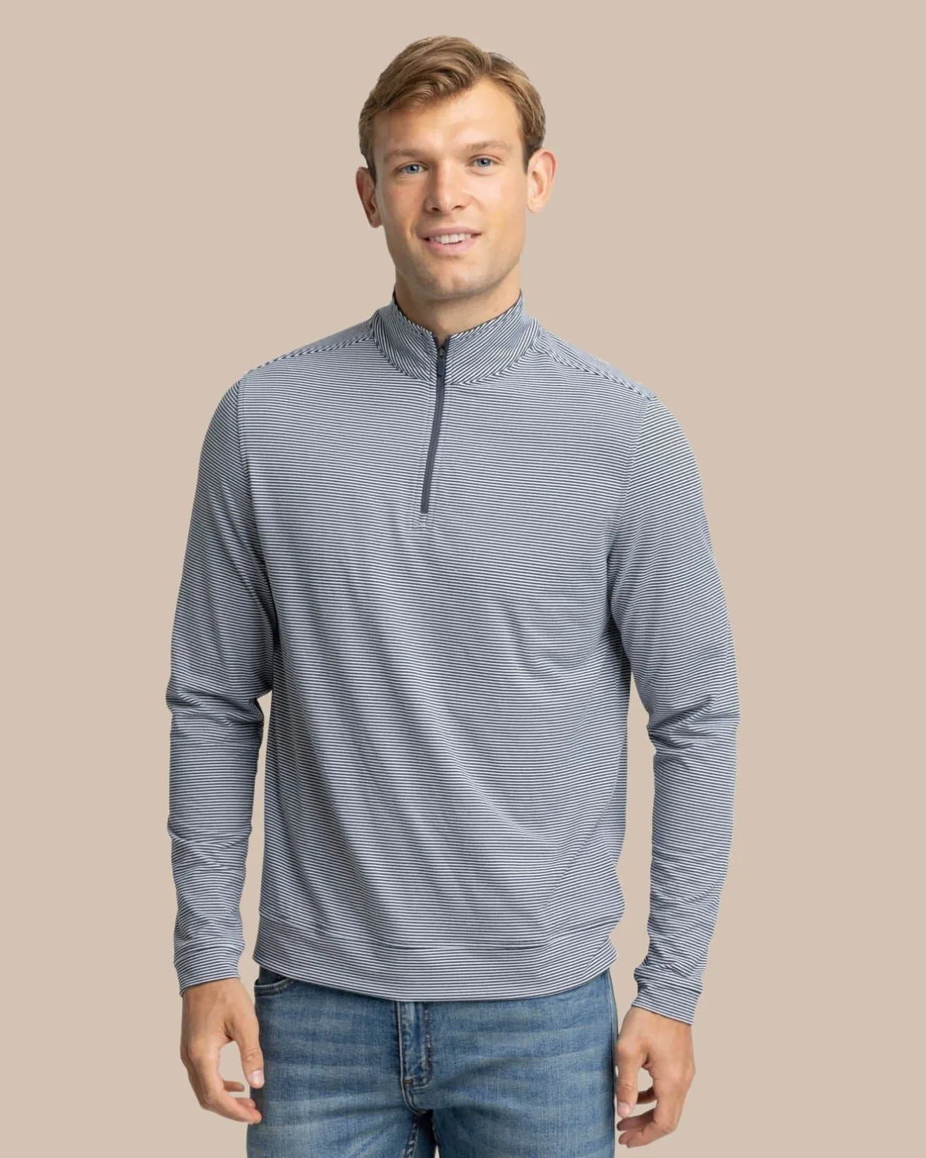 Cruiser Micro-Stripe Heather Quarter Zip<Southern Tide Best Sale