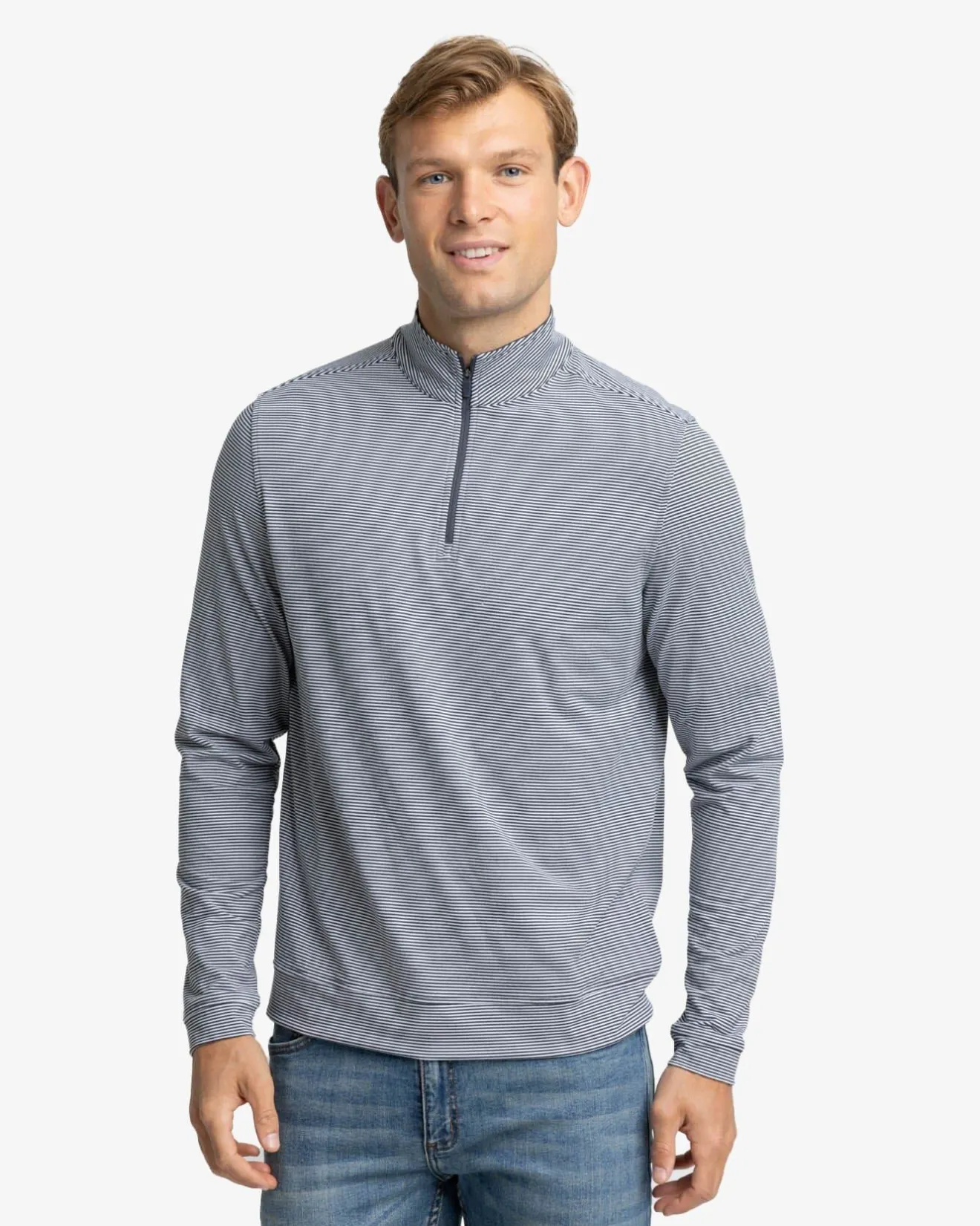 Cruiser Micro-Stripe Heather Quarter Zip<Southern Tide Best Sale