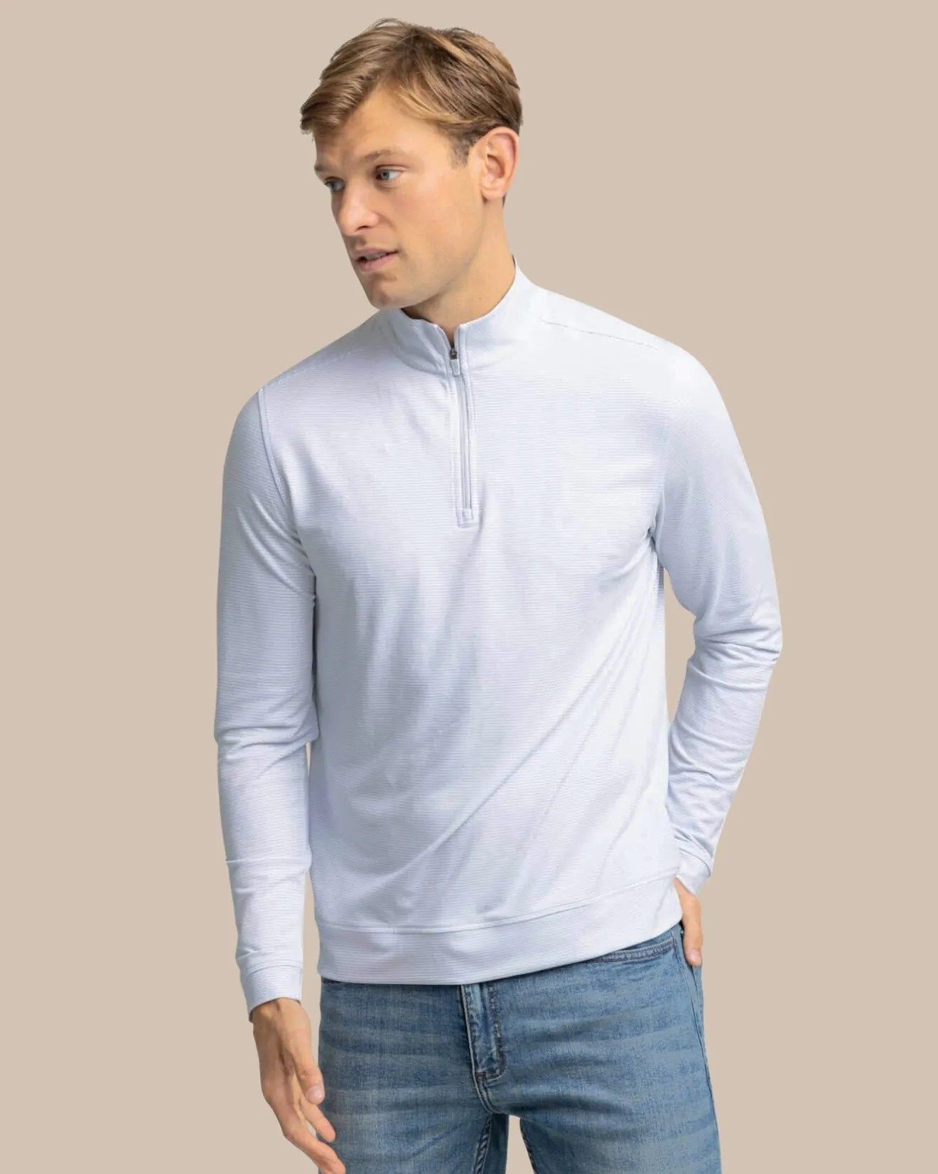 Cruiser Micro-Stripe Heather Quarter Zip<Southern Tide Best Sale
