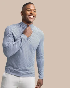 Cruiser Micro-Stripe Heather Quarter Zip<Southern Tide Best Sale