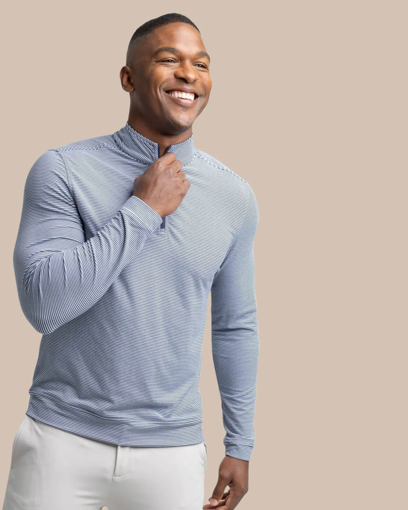 Cruiser Micro-Stripe Heather Quarter Zip<Southern Tide Best Sale