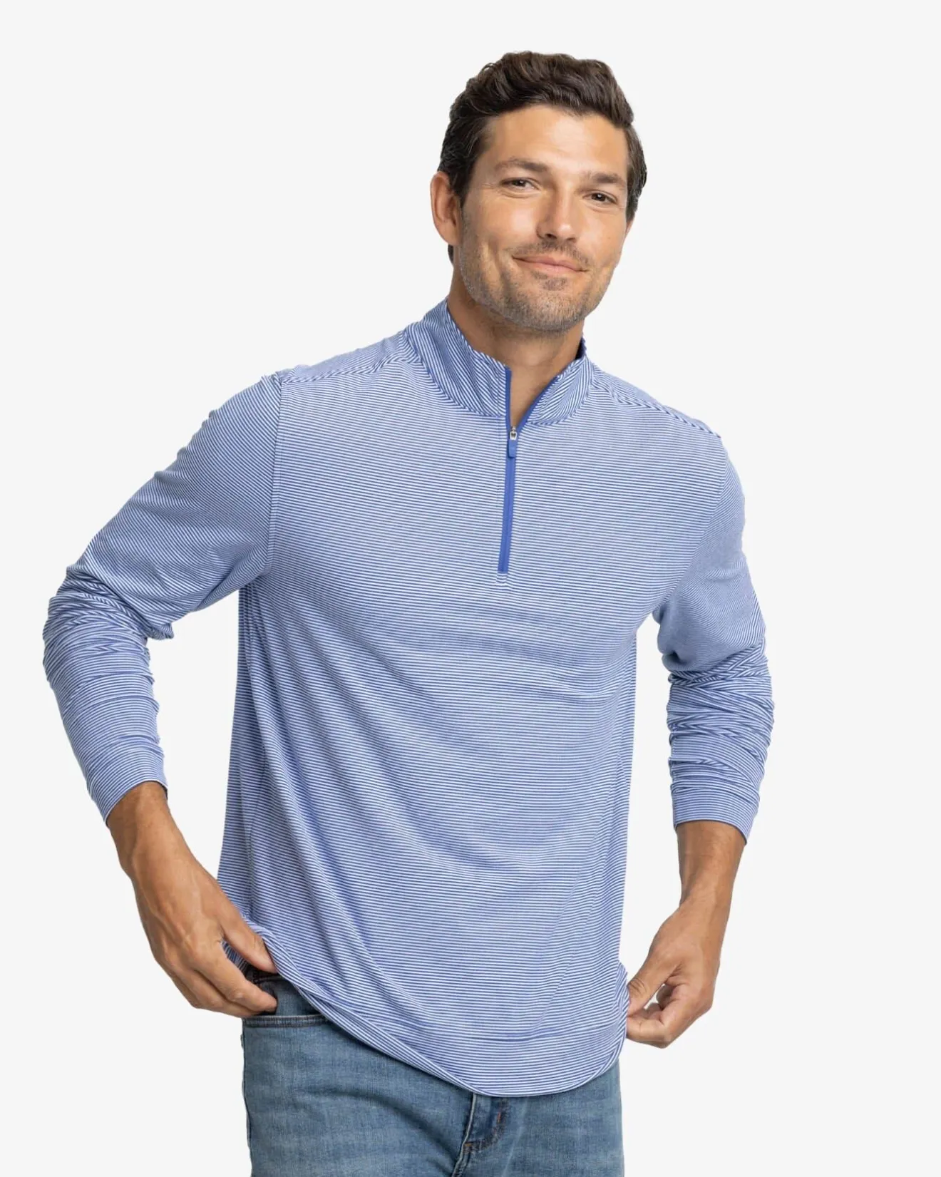 Cruiser Micro-Stripe Heather Quarter Zip<Southern Tide Best Sale