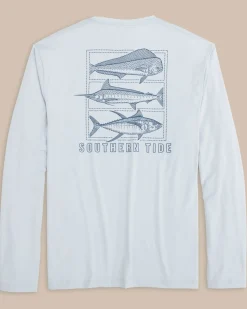 Dotted Sportfish Stack Long Sleeve Performance T-Shirt<Southern Tide Flash Sale