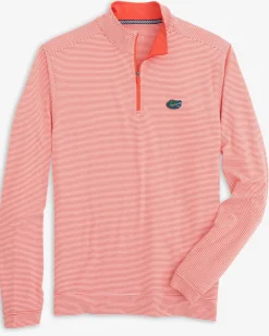 Florida Gators Cruiser Micro-Stripe Heather Quarter Zip<Southern Tide Fashion
