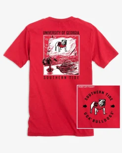 Georgia Bulldogs Fishing Flag T-Shirt<Southern Tide Clearance