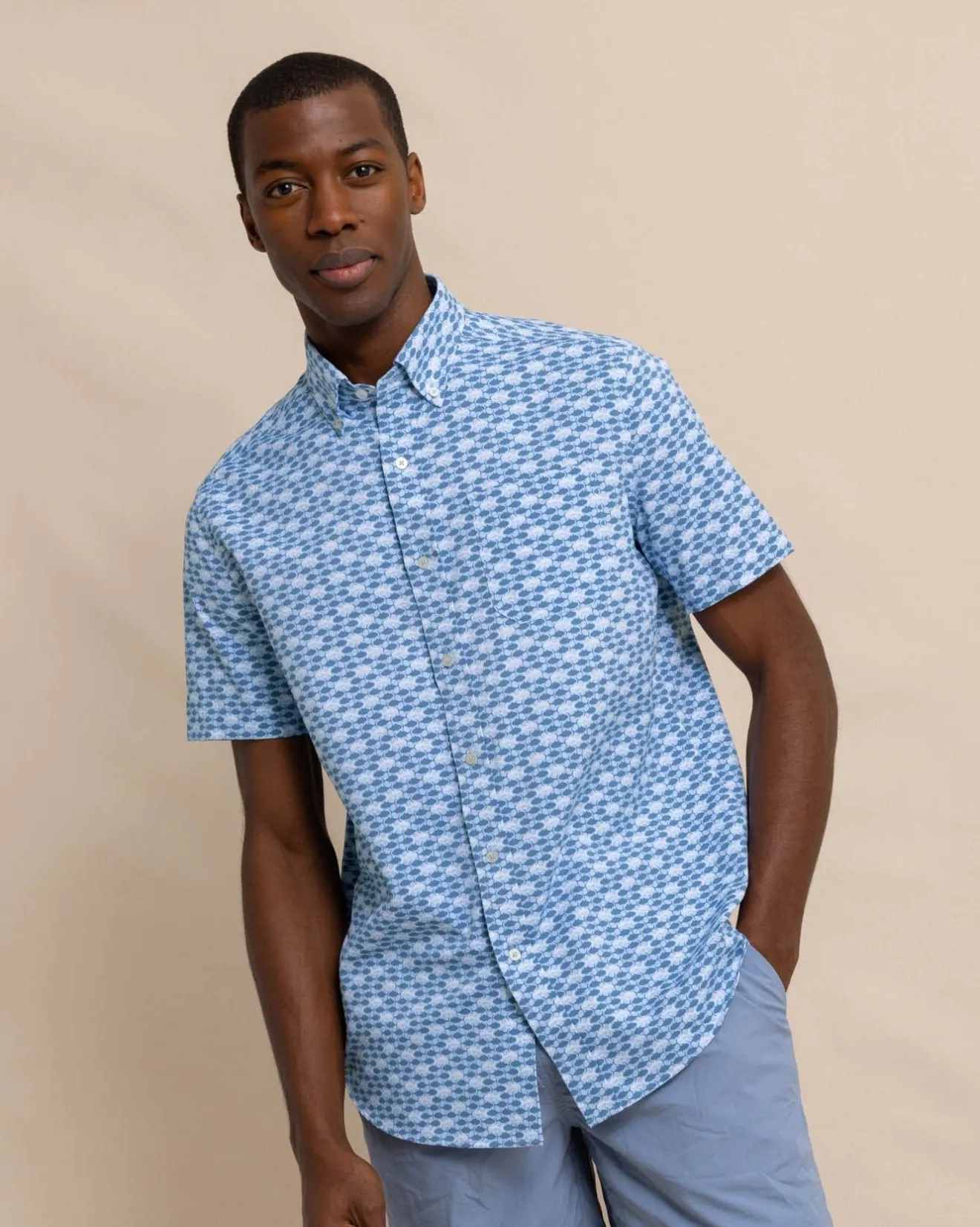 Intercoastal Heather Skipping Jacks Short Sleeve Sport Shirt<Southern Tide Hot