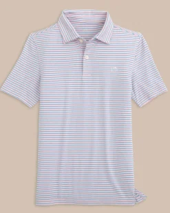 Kids Ryder Heather Halls Stripe Performance Polo<Southern Tide Cheap
