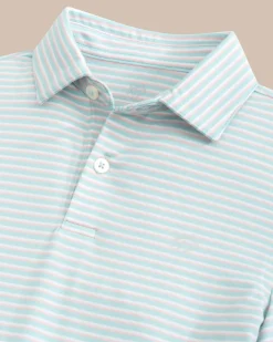 Kids Ryder Heather Halls Stripe Performance Polo<Southern Tide Cheap