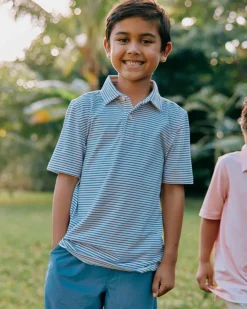 Kids Ryder Heather Halls Stripe Performance Polo<Southern Tide Cheap