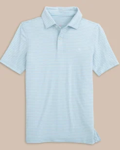 Kids Ryder Heather Halls Stripe Performance Polo<Southern Tide Cheap