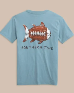 Kids Sketched Football Heather T-Shirt<Southern Tide Online
