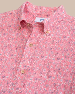 Linen Rayon Ditzy Floral Short Sleeve Sport Shirt<Southern Tide Store