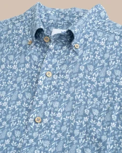 Linen Rayon Ditzy Floral Short Sleeve Sport Shirt<Southern Tide Store
