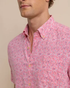 Linen Rayon Ditzy Floral Short Sleeve Sport Shirt<Southern Tide Store