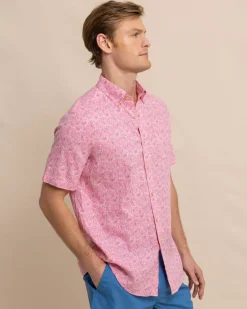 Linen Rayon Ditzy Floral Short Sleeve Sport Shirt<Southern Tide Store