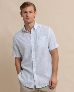 Linen Rayon Palm And Breezy Short Sleeve Sport Shirt<Southern Tide Cheap