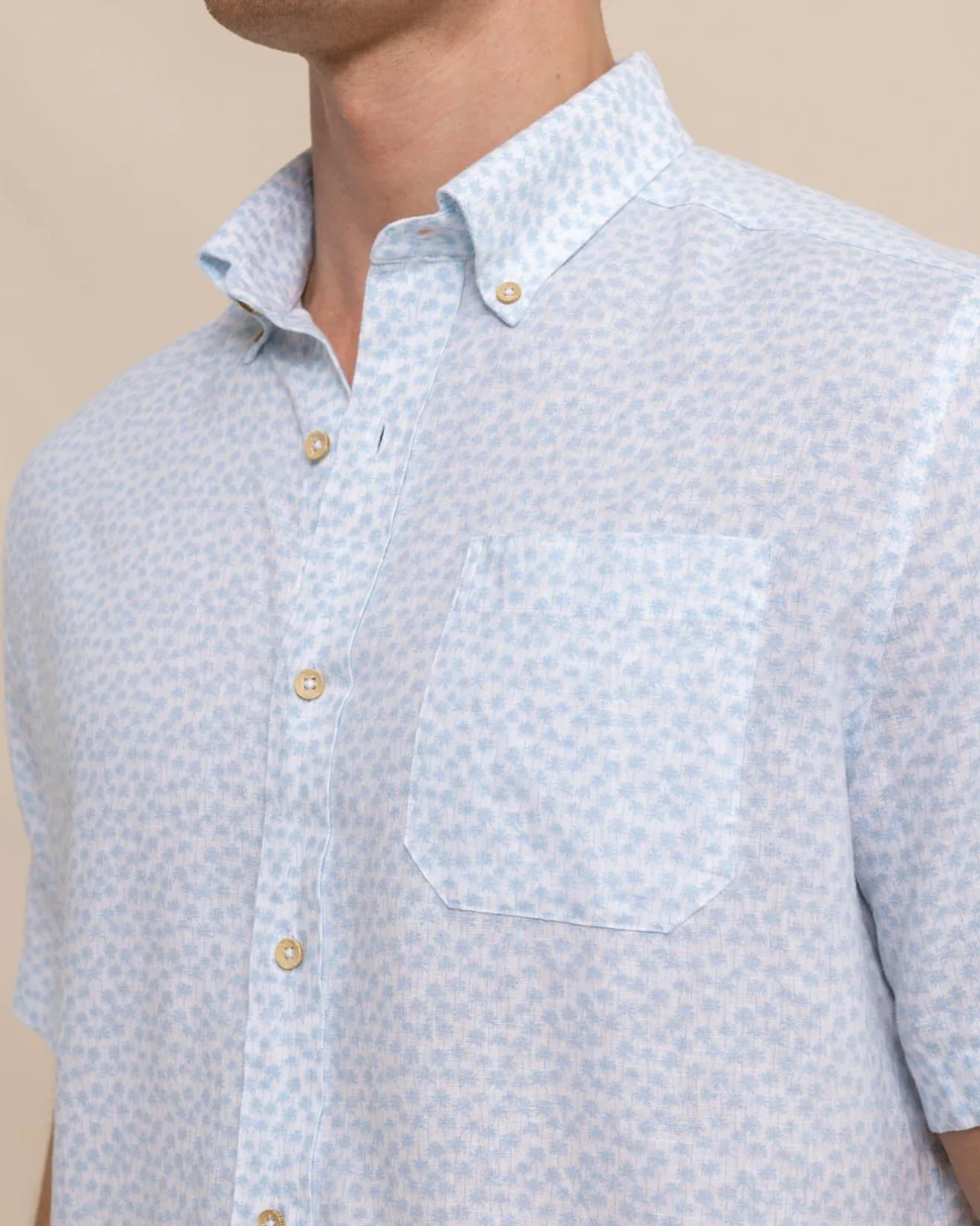 Linen Rayon Palm And Breezy Short Sleeve Sport Shirt<Southern Tide Cheap