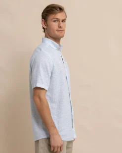 Linen Rayon Palm And Breezy Short Sleeve Sport Shirt<Southern Tide Cheap