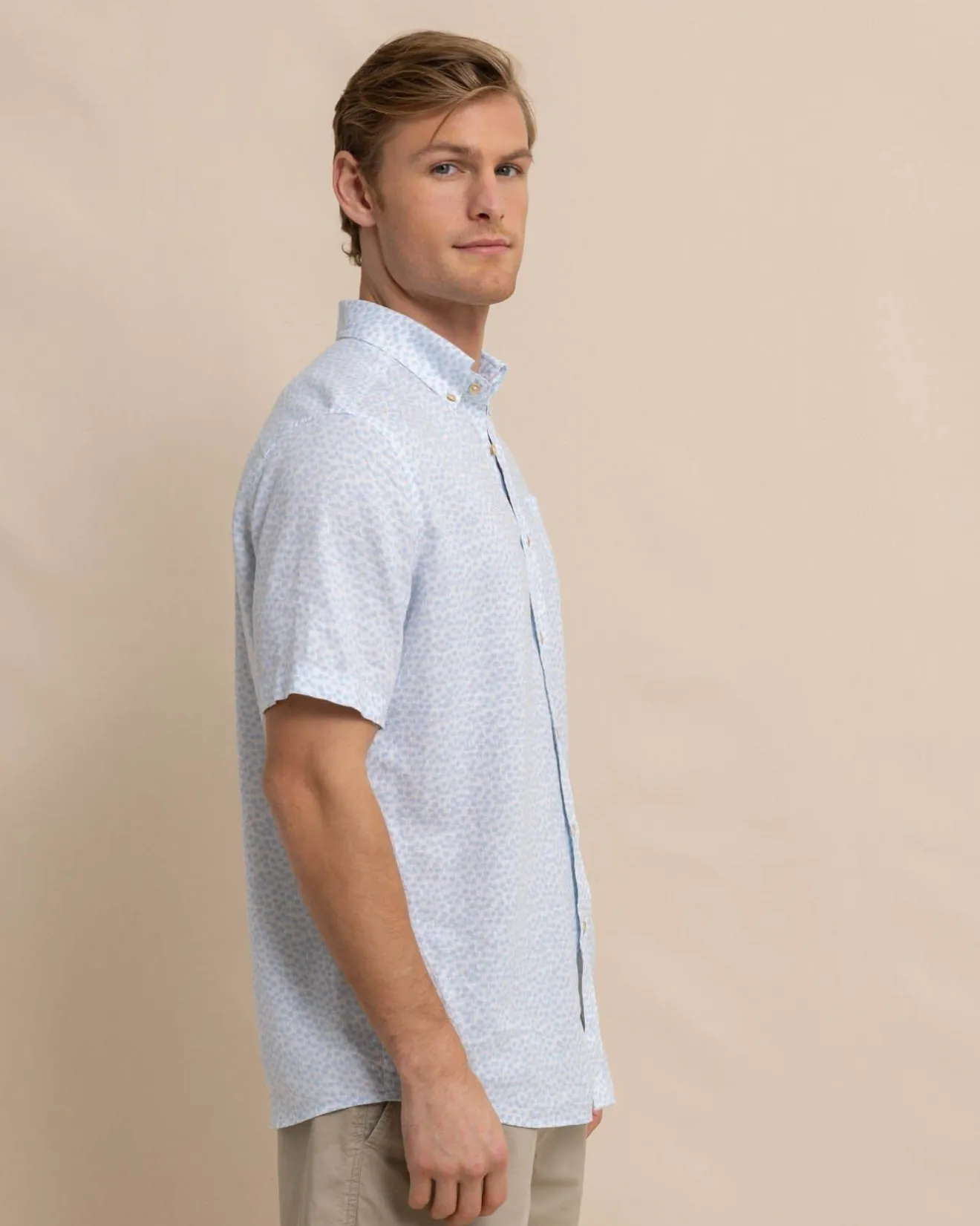 Linen Rayon Palm And Breezy Short Sleeve Sport Shirt<Southern Tide Cheap