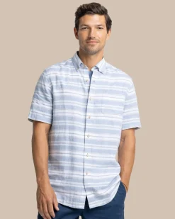 Linen Rayon Timmonsok Stripe Short Sleeve Sport Shirt<Southern Tide Fashion
