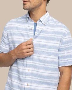 Linen Rayon Timmonsok Stripe Short Sleeve Sport Shirt<Southern Tide Fashion