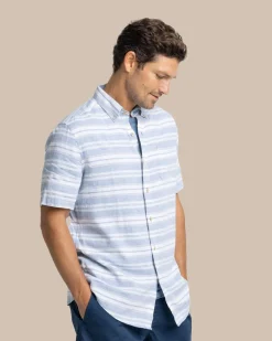 Linen Rayon Timmonsok Stripe Short Sleeve Sport Shirt<Southern Tide Fashion