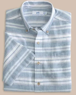 Linen Rayon Timmonsok Stripe Short Sleeve Sport Shirt<Southern Tide Fashion