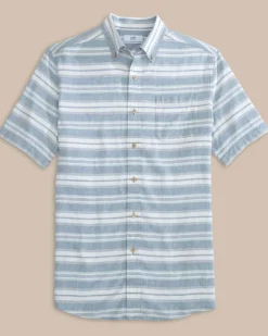 Linen Rayon Timmonsok Stripe Short Sleeve Sport Shirt<Southern Tide Fashion