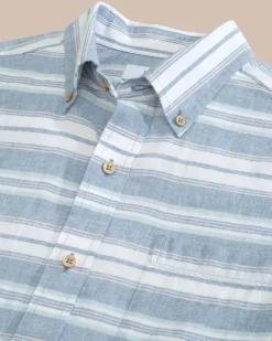 Linen Rayon Timmonsok Stripe Short Sleeve Sport Shirt<Southern Tide Fashion