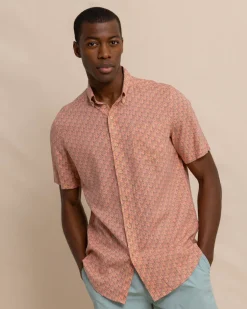 Linen Rayon Vacation Views Short Sleeve Sport Shirt<Southern Tide Cheap