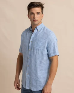Linen Rayon White Lotus Short Sleeve Sport Shirt<Southern Tide Store
