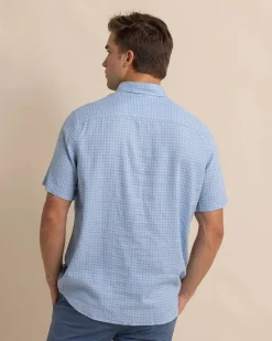 Linen Rayon White Lotus Short Sleeve Sport Shirt<Southern Tide Store