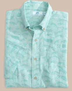 Linen Rayon You'Ve Been Schooled Short Sleeve Sport Shirt<Southern Tide Discount