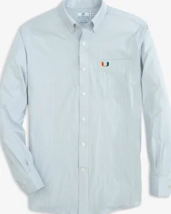 Miami Hurricanes Gingham Button Down Shirt<Southern Tide Hot
