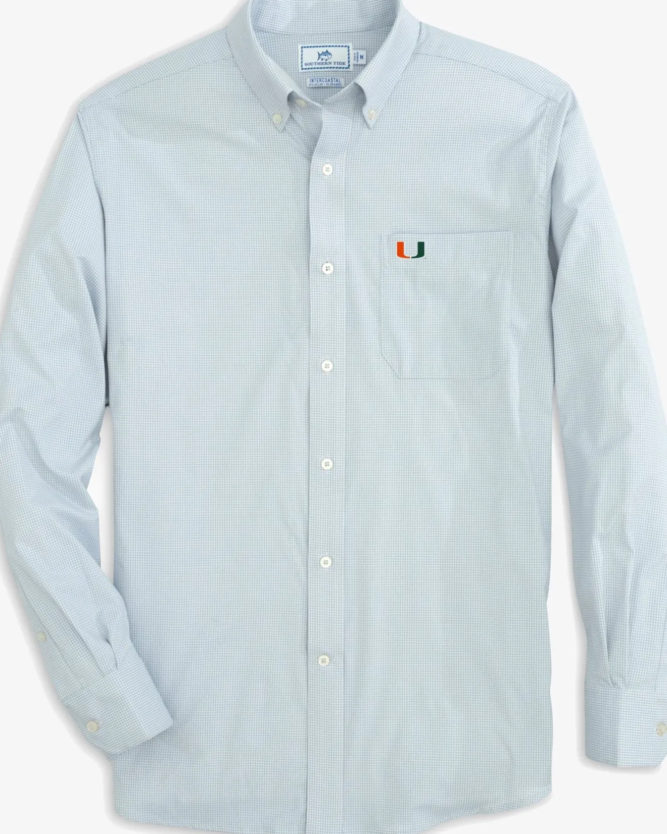 Miami Hurricanes Gingham Button Down Shirt<Southern Tide Hot