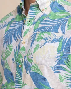 Paradise Palms Linen Rayon Short Sleeve Sport Shirt<Southern Tide Discount