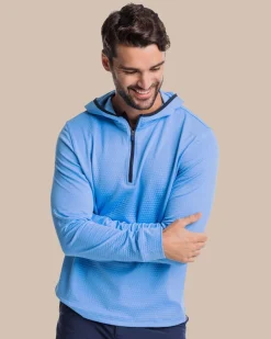 Scuttle Heather Performance Quarter Zip Hoodie - Sale<Southern Tide New